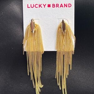 Lucky Brand Gold Chain Fringe Drop Earrings
